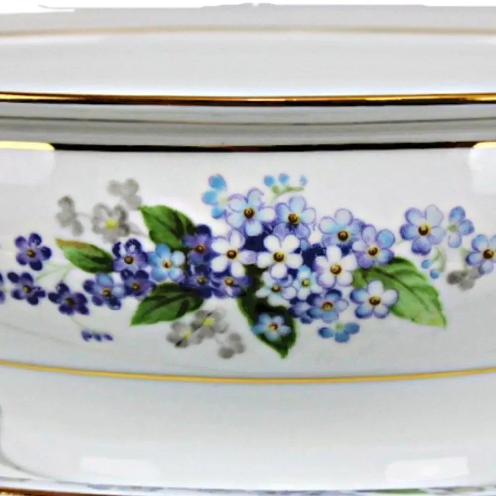 Noritake Gravy Boat China  Attached Plate Vintage Pattern Ramona Purple Flower